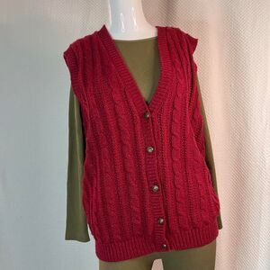 Alfred-dunner Women's Red and Burgundy Vest